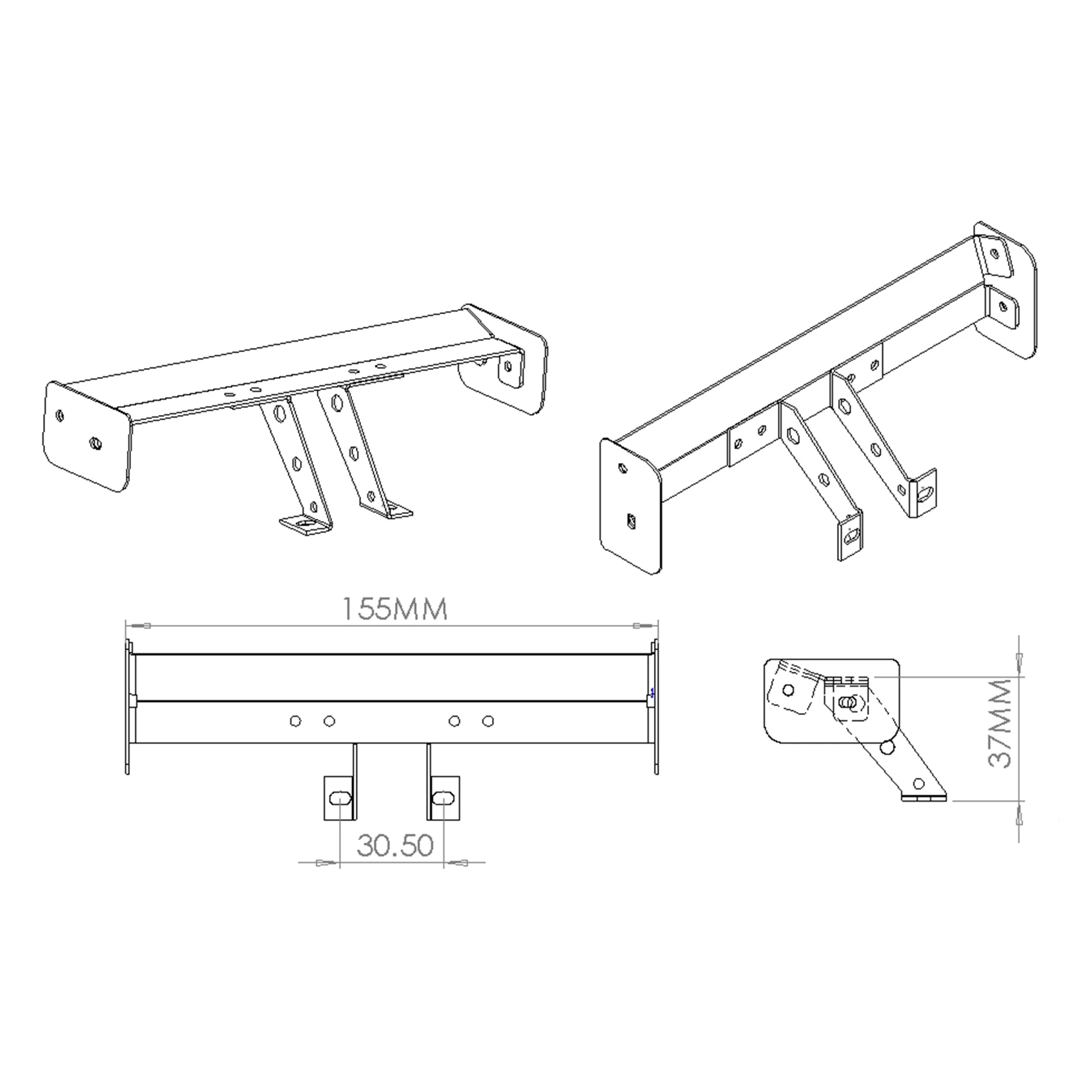 Alerón trasero de aleación de aluminio para coche teledirigido, 1/10, TT-01 TT02 94123 1/10 RC en coche de carreras de carretera, 180mm