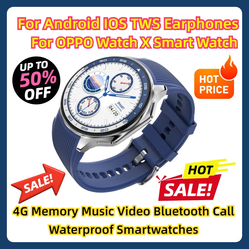 

For Android IOS TWS Earphones Smart Watch 4G Memory Music Video Bluetooth Call Waterproof Smartwatches