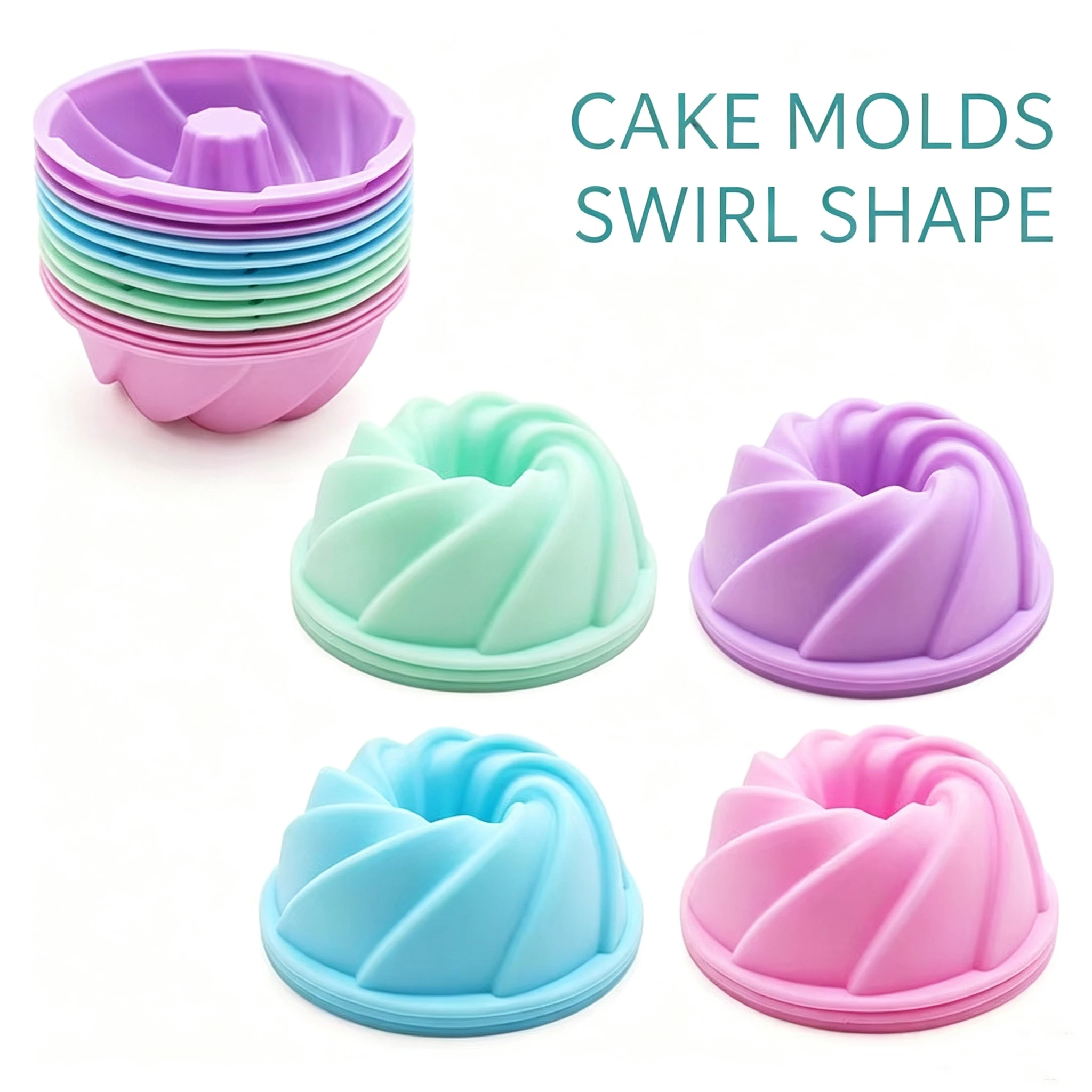 Silicone Threaded Chiffon Cupcake Molds 12Pcs Food Grade BPA Free Easy Release Oven Safe Mini Cake Baking Tools For Air Fryer