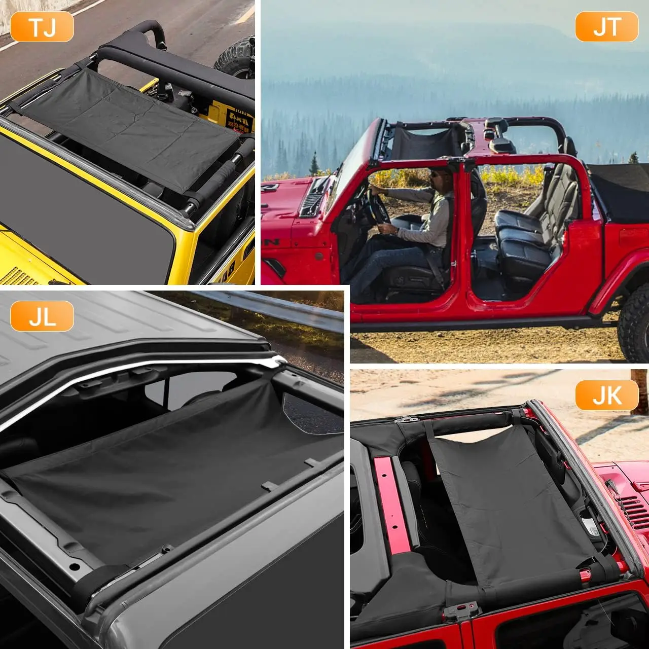 Car Roof Hammock Top Net Camping Accessories for Jeep Wrangler YJ, TJ, JK, JKU JL Sport X Sahara Rubicon 1987-2023 ( 2/4 door)