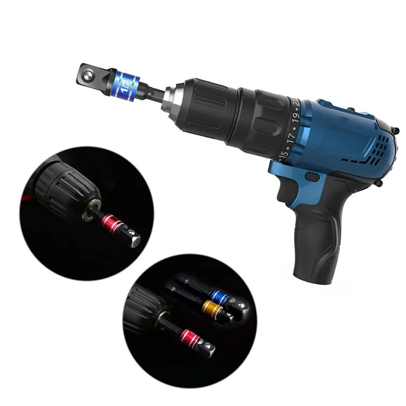 

8 Pieces Impact Driver Socket Adapter Set For 1/4 Inch Hex Shank To Square Socket Turn Power Drill Into Nut Driver-Tvdae