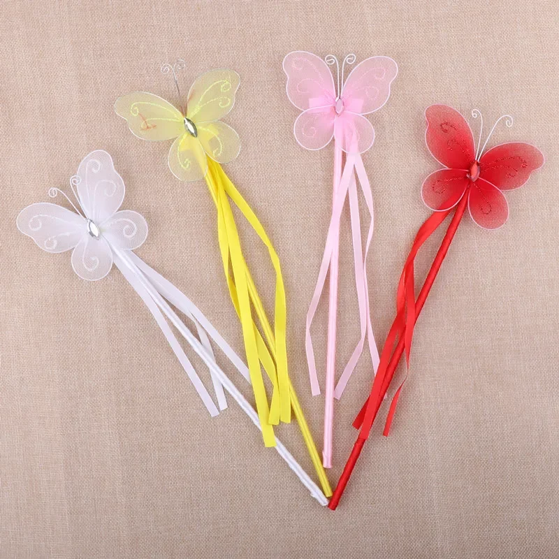 12pcs Children Girls Butterfly Fairy Wand Magic Sticks Kids Princess Costume Props Cosplay Accessories