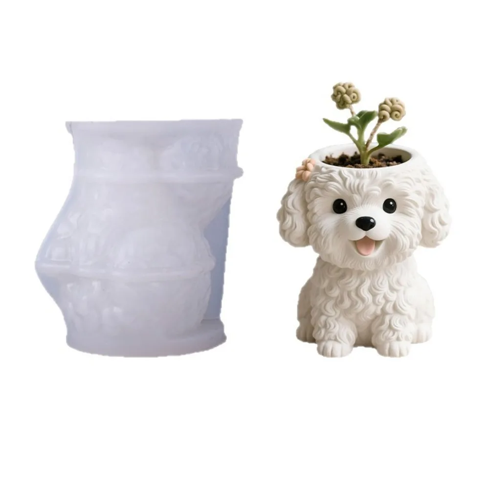 

Cute Puppy Candle Cup Silicone Mold DIY Handmade Concrete Plaster Candle Jar Flowerpot Epoxy Resin Molds Home Décor