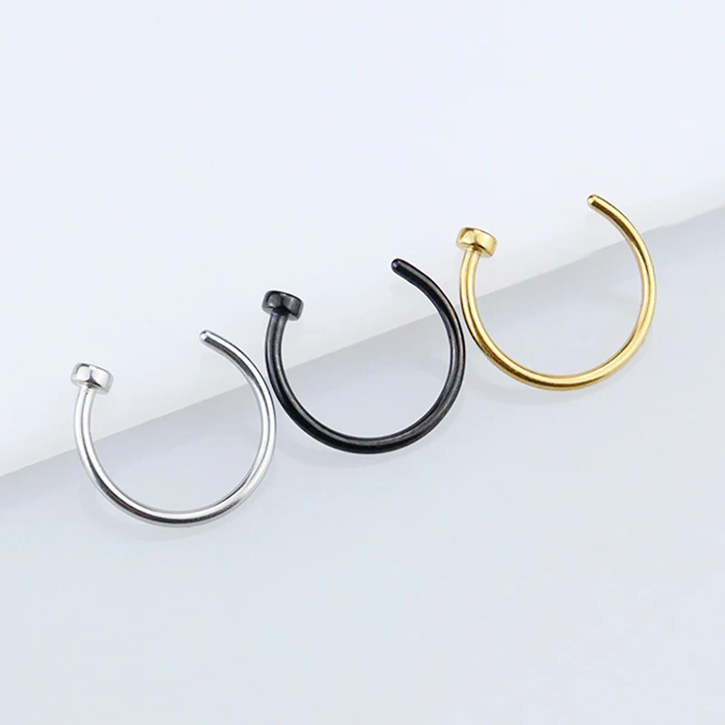 Fake Nose Ring Sexy C Lip Ring Stainless Steel Piercing Nostril Hoop Piercing Stud Accessories Body Piercing Jewelry For Womem