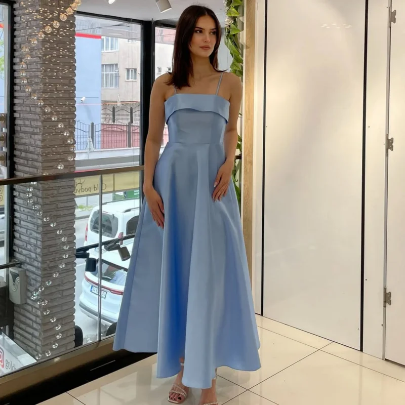 2025 Summer French Retro Style Elegant Satin Strap Evening Fashion Dress