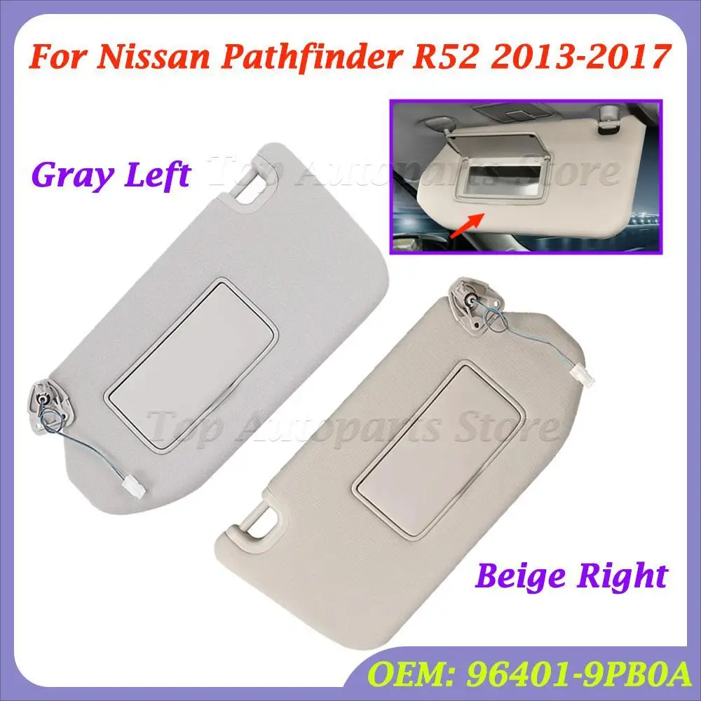

For Nissan Pathfinder R52 Left Right Driver Car Sun Visor Shade 2013-2017 Infiniti QX60 JX35 Sunvisor 96401-9PB0A 96400-9PB0A