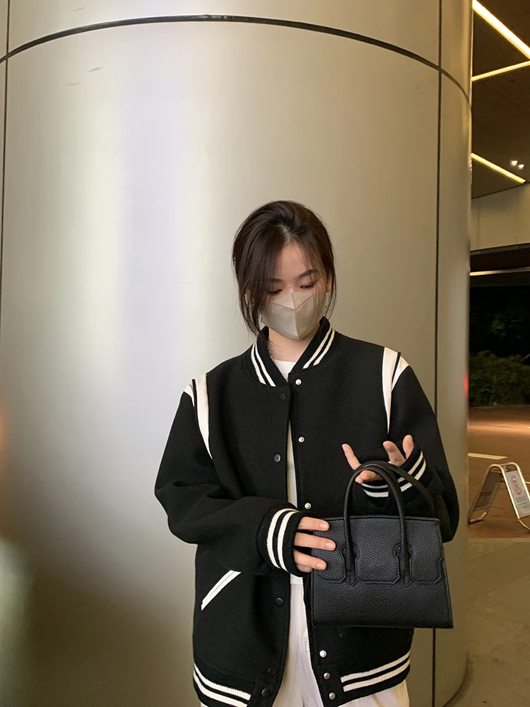High Street Splicing Jacket Hip-hop Baseball Uniform Street Casual Jacket Loose Stitching Top Women 2022 New