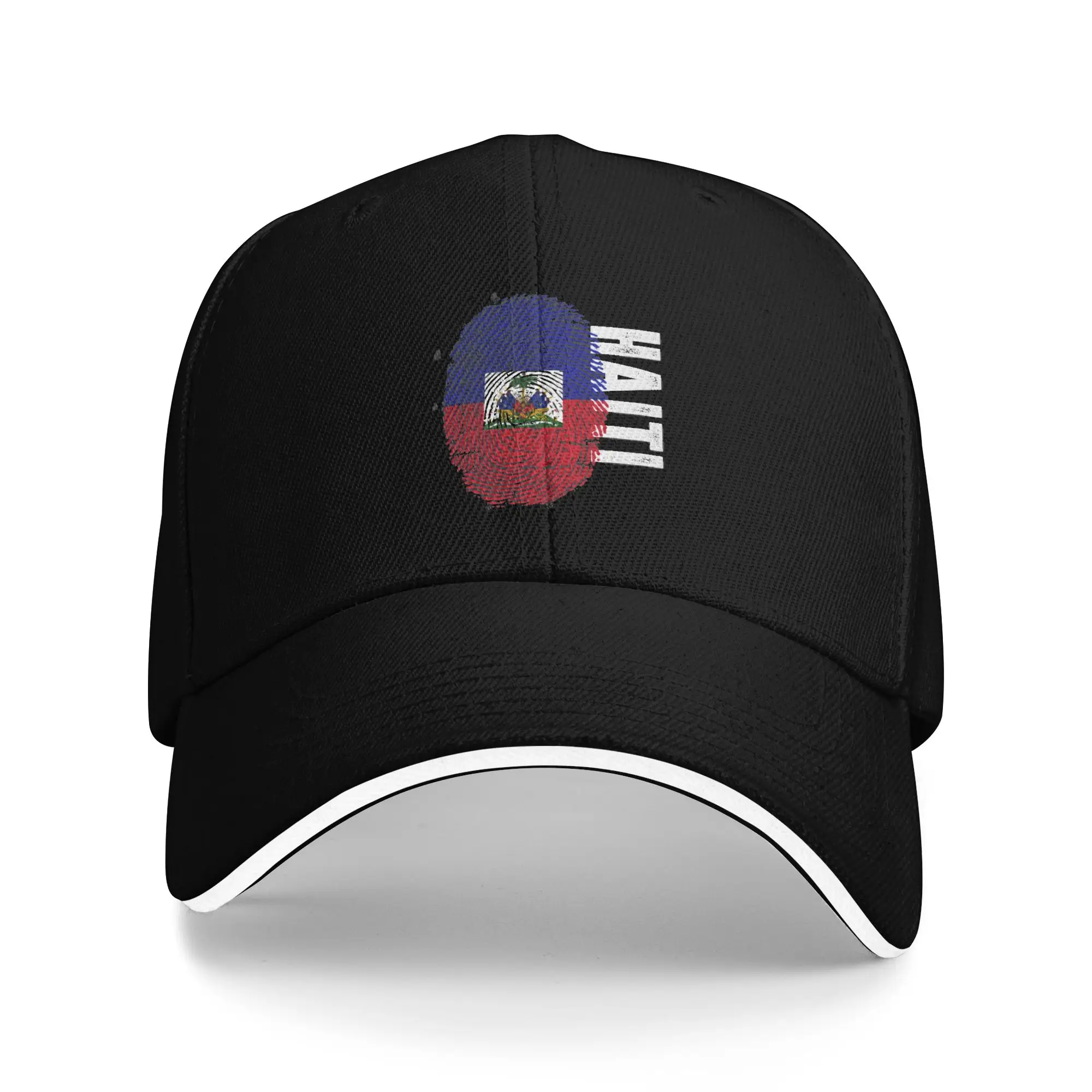 Haiti Flag Fingerprint My Story DNA Haitian  Sandwich Cap Hats Golf Hats Adjustable Snapback Caps Baseball Cap Wholesale New
