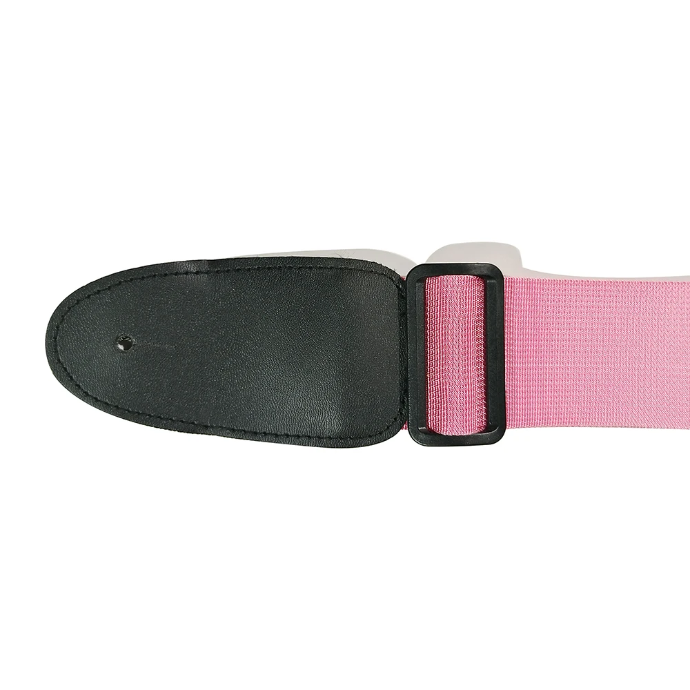 Acoustic Guitar Strap Pure Pink Color Adjustable Folk Guitar Belt Accessories