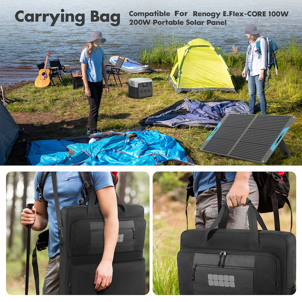 حقيبة يد واقية من الألواح الشمسية مقاومة للماء حقيبة كتف محمولة للحماية بسعة كبيرة للطاقة الشمسية المحمولة/BLUETTI 100 وات و200 وات #2
