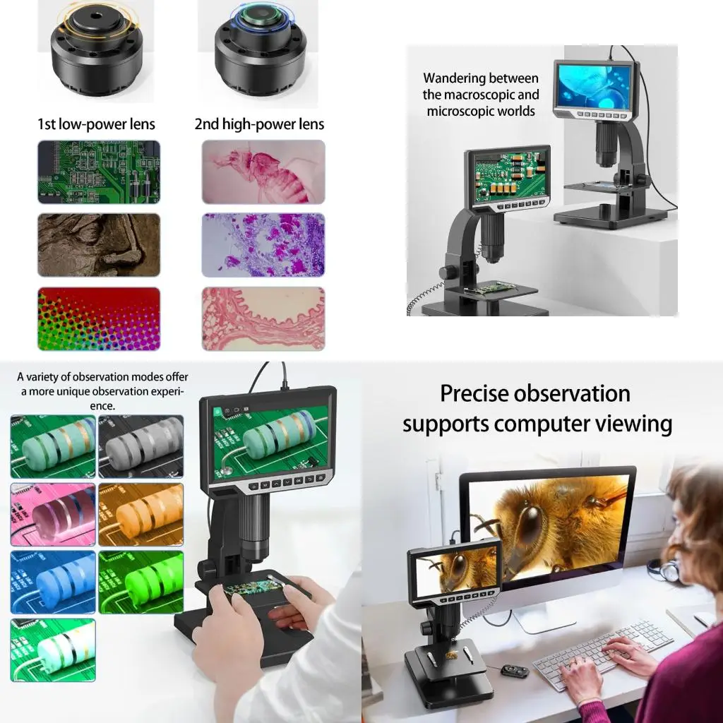 Professional 7Inch Screen Microscope 1000X Zoom Built In Camera For Scientific Research Use high quality