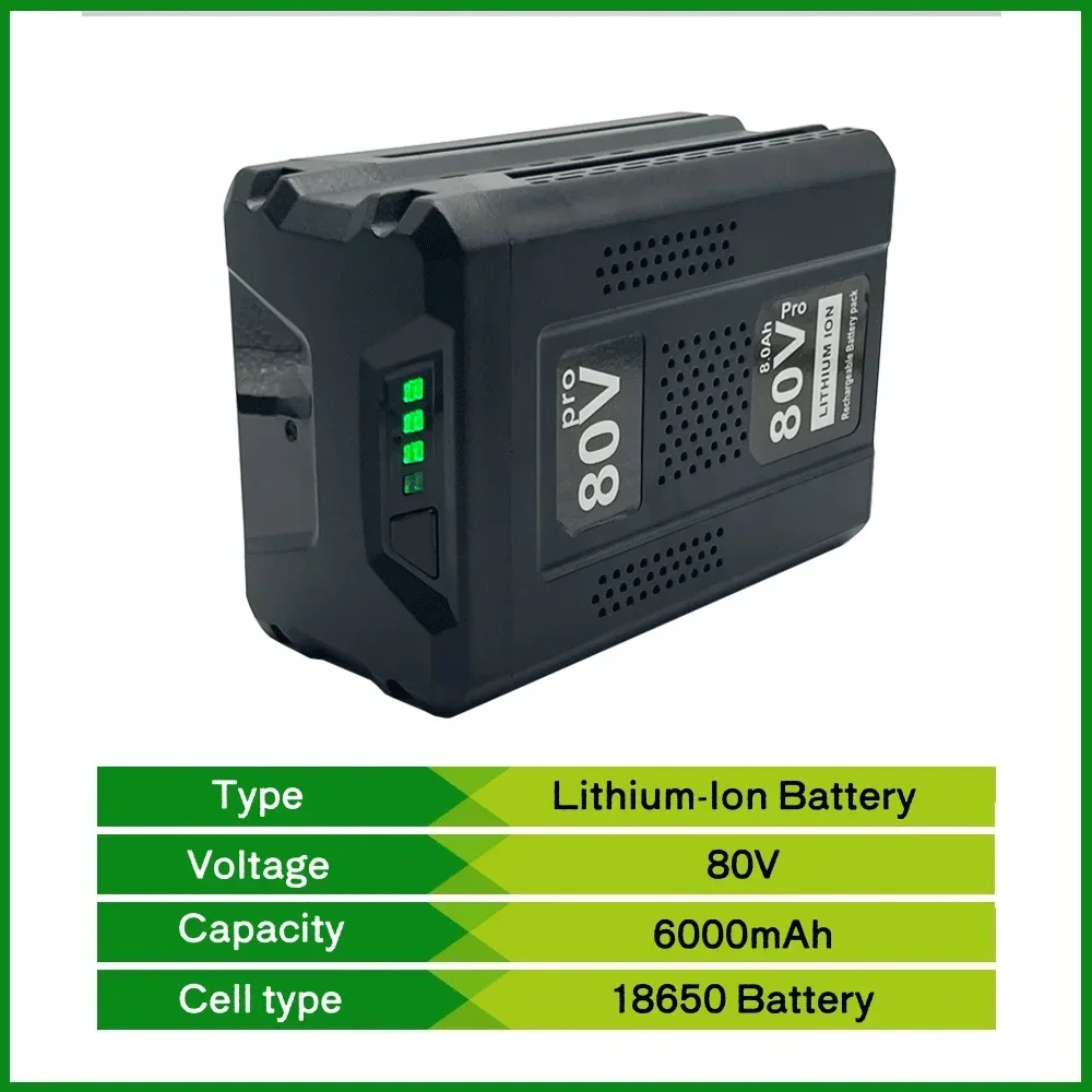 80V 6000mAh Strong power Replacement Lithium-Ion Battery for Greenworks Max Battery GBA80200 GBA80250 GBA80400 GBA80500