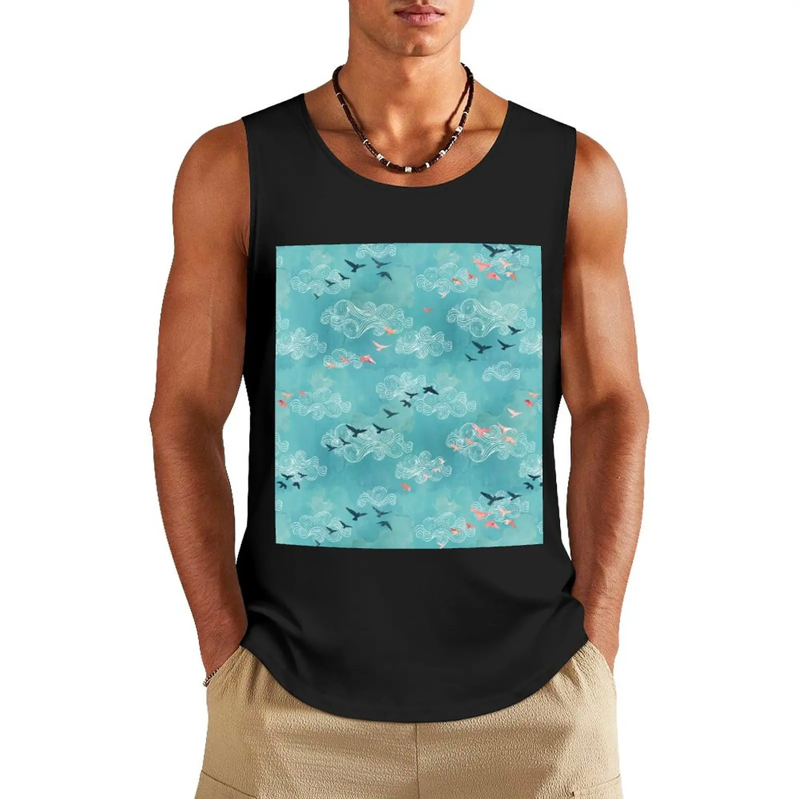 

Blue sky birds Tank Top sleeveless shirts cotton t-shirts man