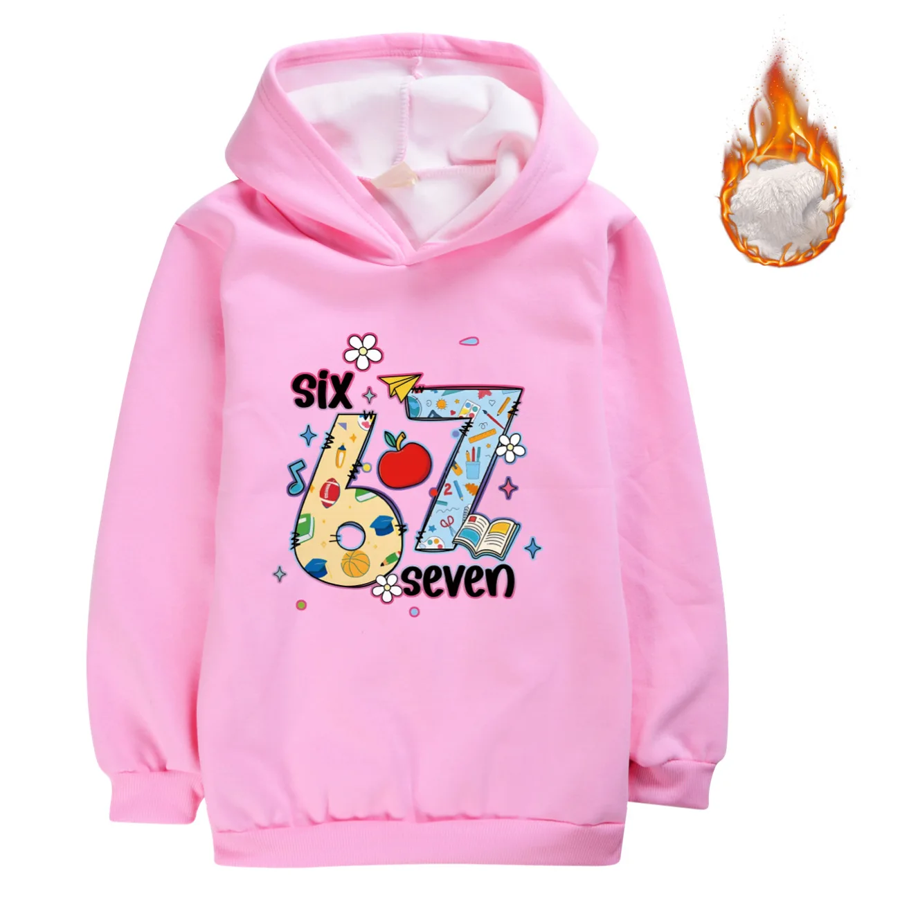 Boys and girls Steal a Brainrot spring and autumn children's fleece hoodie winter double-layer fleece cotton jacket