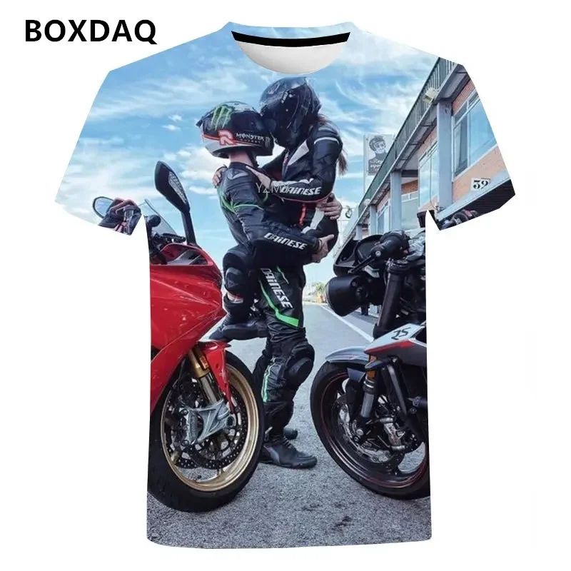 Fashion Trend Men\'s T-Shirts Cool Motorcycle Personality Street T Shirt High Quality 3D Printed Short Sleeve Male/Women Tops Tee