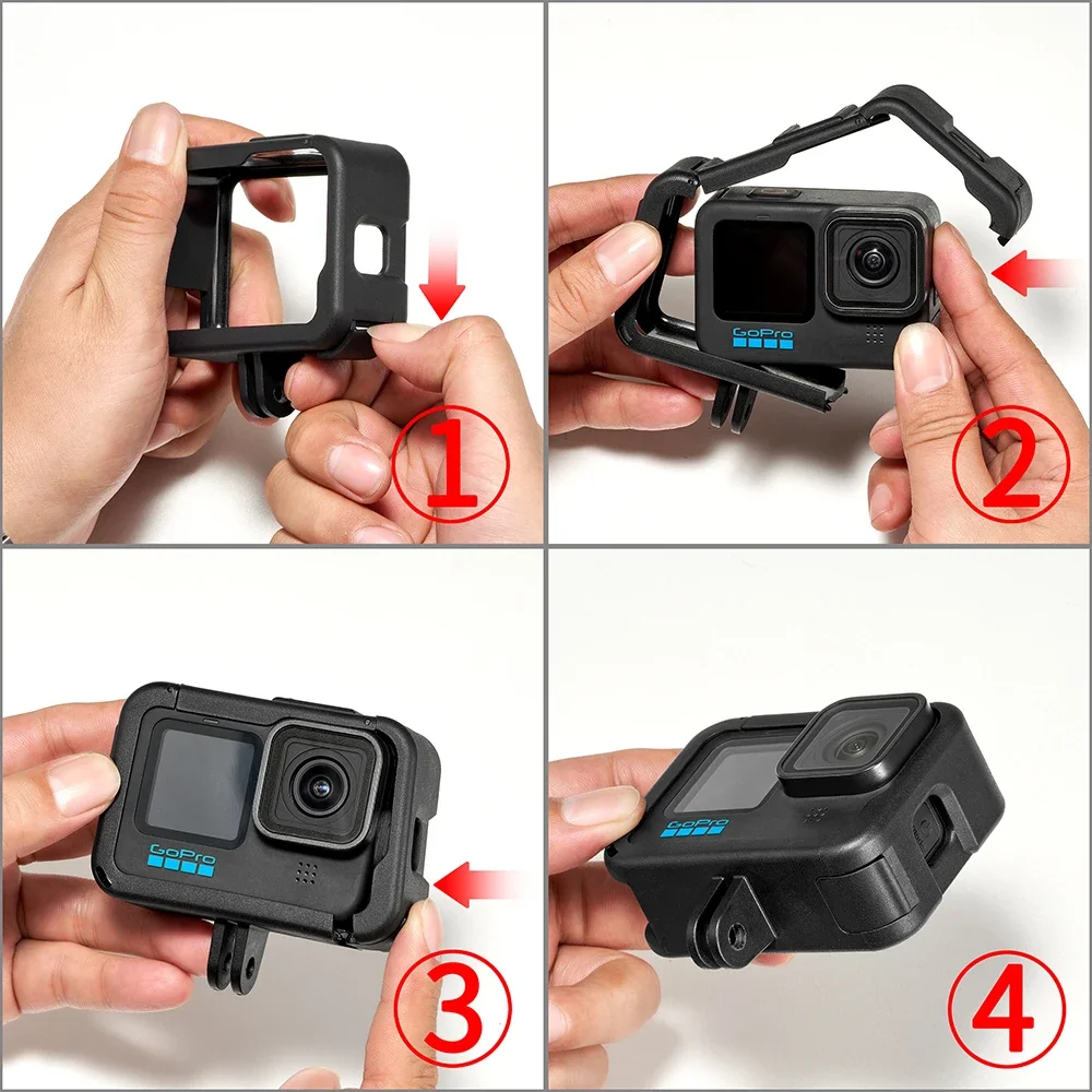 Frame Case for GoPro Hero 12 11 10 9 Black Protective Cover Housing Cage Lens Cap Cold Shoe Mount for Go Pro Hero10 Accessories