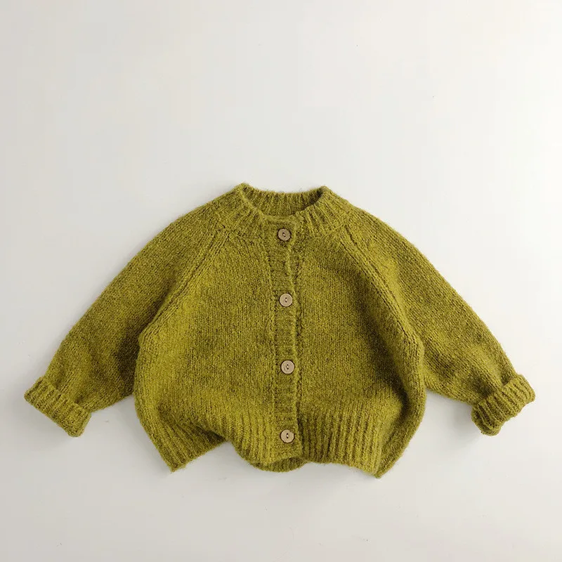 Autumn Children Long Sleeve Knit Coat Solid Baby Girl Thick Warm Sweater Cardigan Kids Boys Knitted Jacket Toddler Clothes