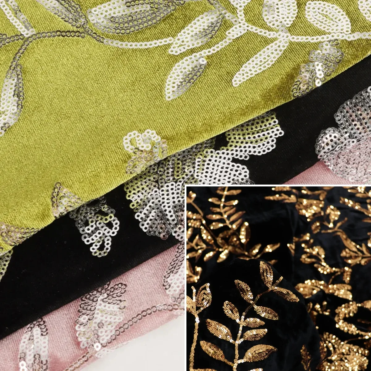 

Изысканная вышивка ветка блесток вышивка новый китайский стиль ретро бархатная ткань с вышивкой блестками платье Cheongsam ткань