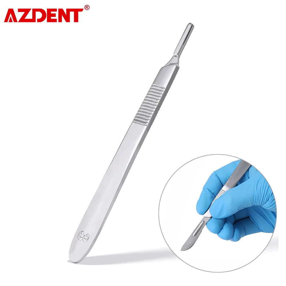 AZDENT 1PC Dental 3# Surgery Scalpel Handle 12.5cm Stainless Steel fit for #10 #11 #12 #15 Blades