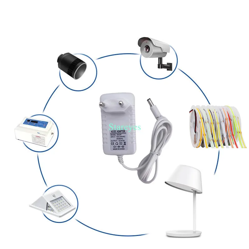 Imagem -06 - Adaptador de Alimentação com Shell Branco Carregador de Alimentação dc Jack Transformadores de Iluminação Led para Led Strip Light ac 100240v para dc 5v 2a 3a 4a