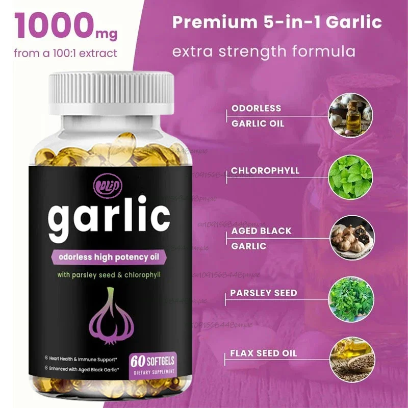 

Таблетки для чеснока без запаха — супермягкие капсулы, 1000 мг, добавка с поддержкой иммунитета, экономка, экстракт черного чеснока и хлорофилл