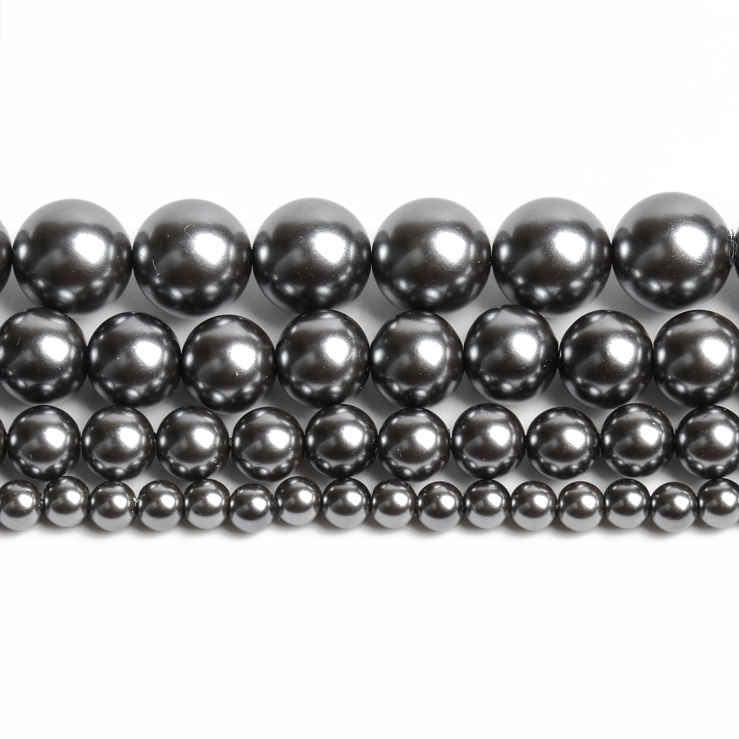 4 6 8 10mm Imitation Pearl Dark Grey Glass Bead Loose Spacer Bead For Charms Fashion Diy Jewelry Making Crafts Beading Accessory