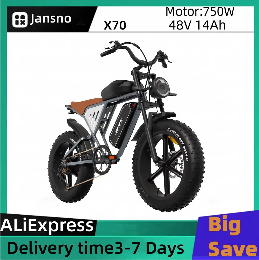 

Jansno X70G Adult Electric Bike 750W Motor City ebike Removable Dual Battery: 48v14Ah+48v20Ah 20 inches Fat Tire E-Mountain bike
