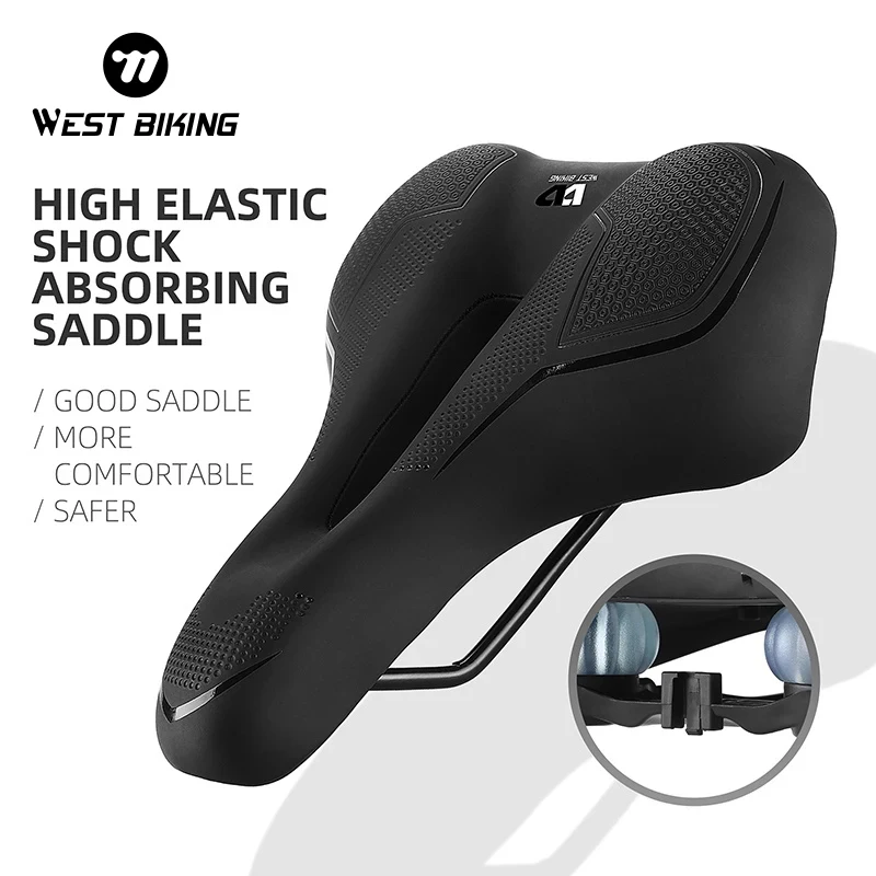 

WEST BIKING MTB Bike Saddle Big Butt Cushion Leather Seat Mountain Breathable Bicycle Shock Absorbing Hollow Cushion Accessories