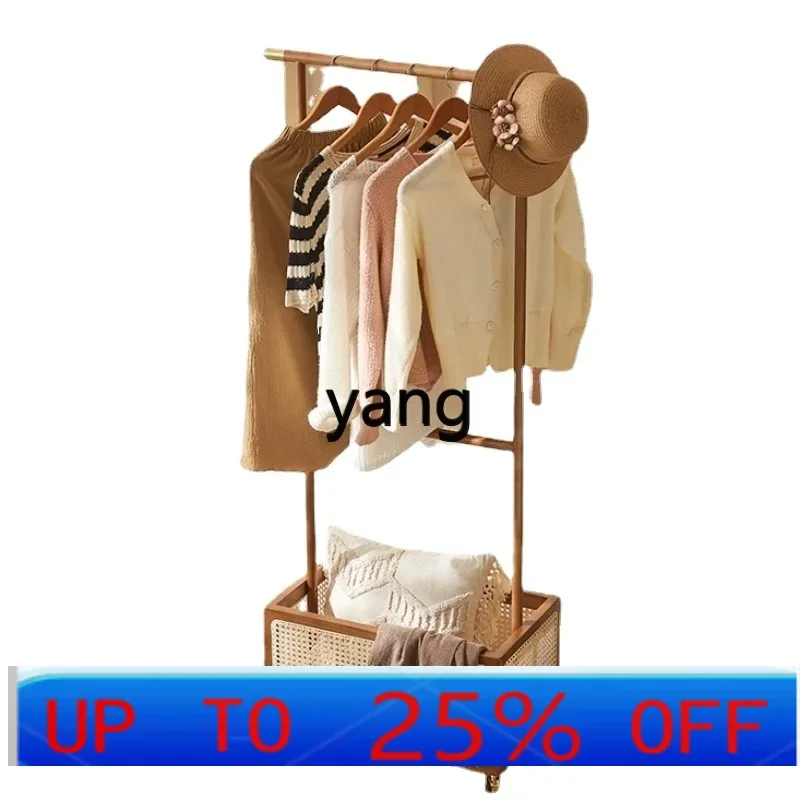 LTT1 Floor Bedroom Movable Dirty Clothes Basket Pewter Wooden Hanger Indoor Multi-Function