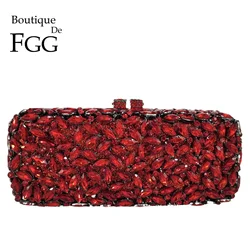 Boutique De FGG donne di lusso rosso cristallo pochette da sera borse da sposa sposa strass Clutch Bag festa cena diamanti borse