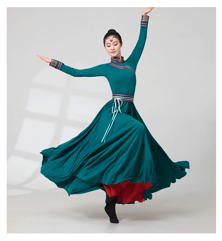 Nowy mongolski taniec, tybetański strój etniczny, kostium na występy, strój na egzamin artystyczny dla kobiet mniejszości etnicznych, ubrania do ćwiczeń narodowych, Yangko