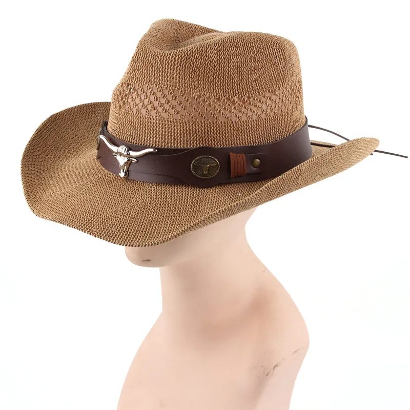 Jazz Hat With Curved Brim, Denim Straw Hat For Men And Women, Polyester-cotton Knitted Sun Hat