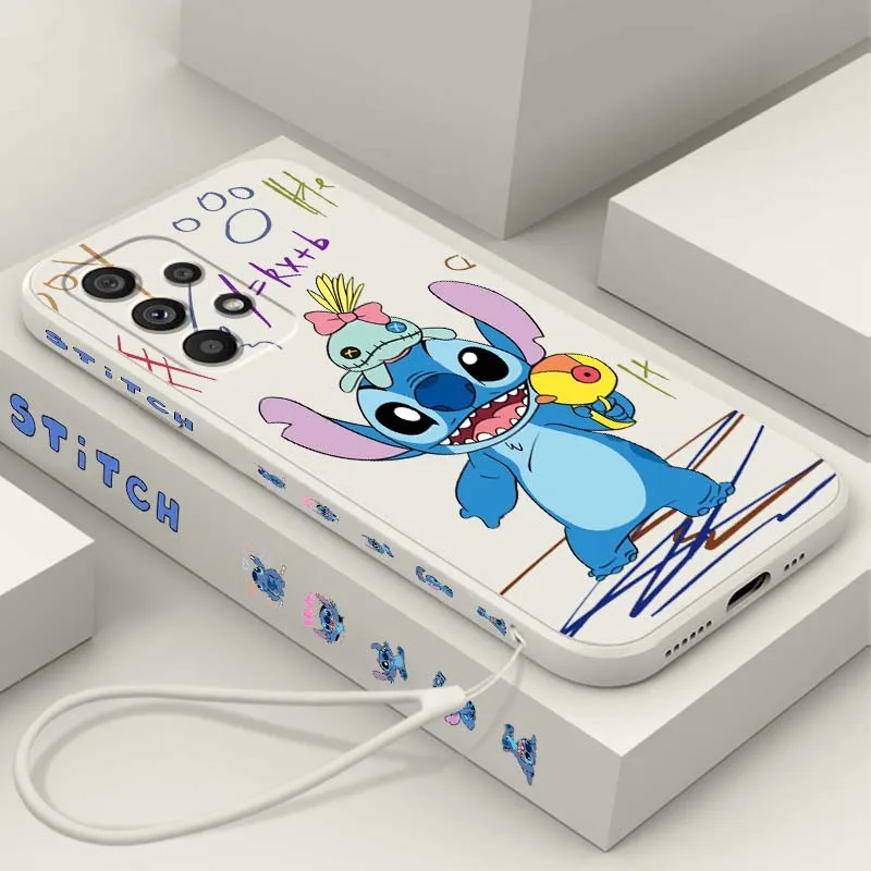 

Angel Stitch Anime For Samsung A71 A72 A73 A51 A52 A53 A54 A55 A21s A35 A34 A32 A03 5G Liquid Left Rope Phone Case