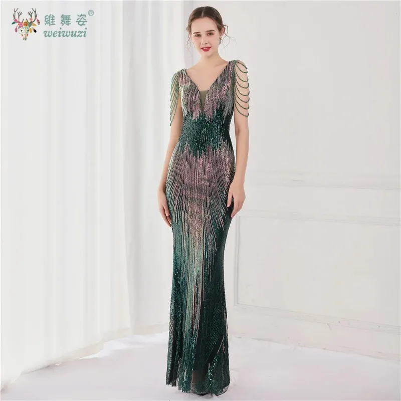 Sexy dos nu Maxi paillettes robes de soirée femmes élégant anniversaire fête de mariage robe queue de poisson de luxe bal moulante longues robes