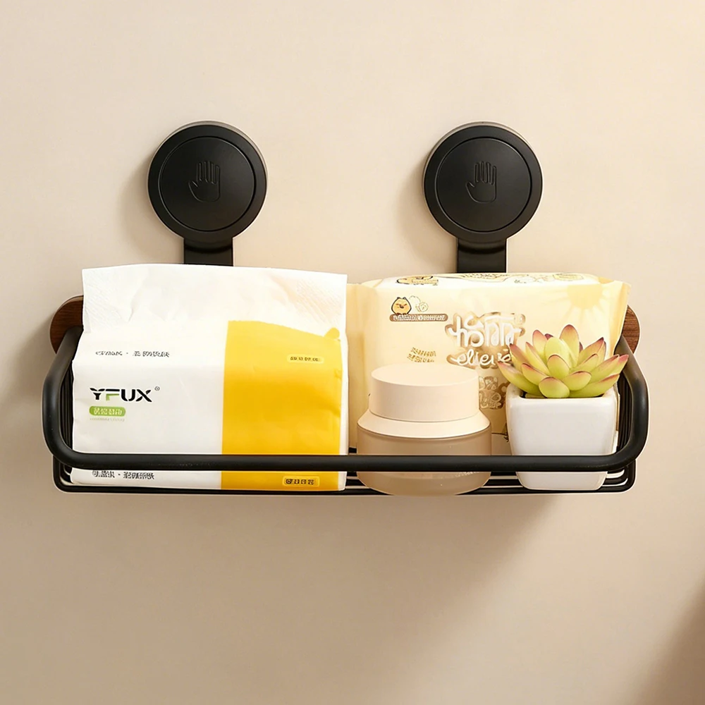 1pcs No-Drill Sink Storage Kitchen Rack Suction Cup Cloth Draining Rack Multifunctional Wall-Mounted Sink Shelf Utensils Dishes