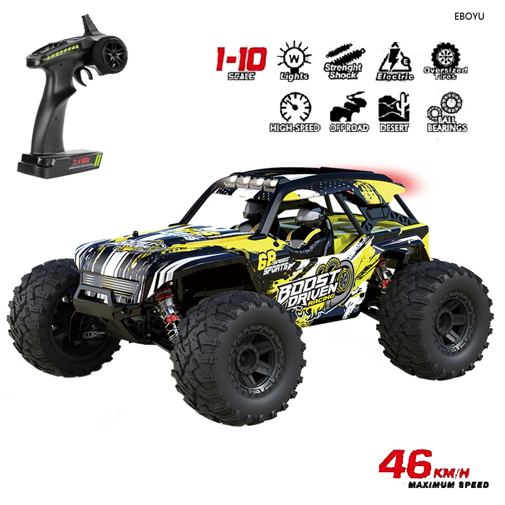 EBOYU G108 RC Car 2.4Ghz 1:10 Scale 4WD RC Truck 46KM/H+ High Speed Big Wheel Car Off Road IPX8 Waterproof Remote Control Car