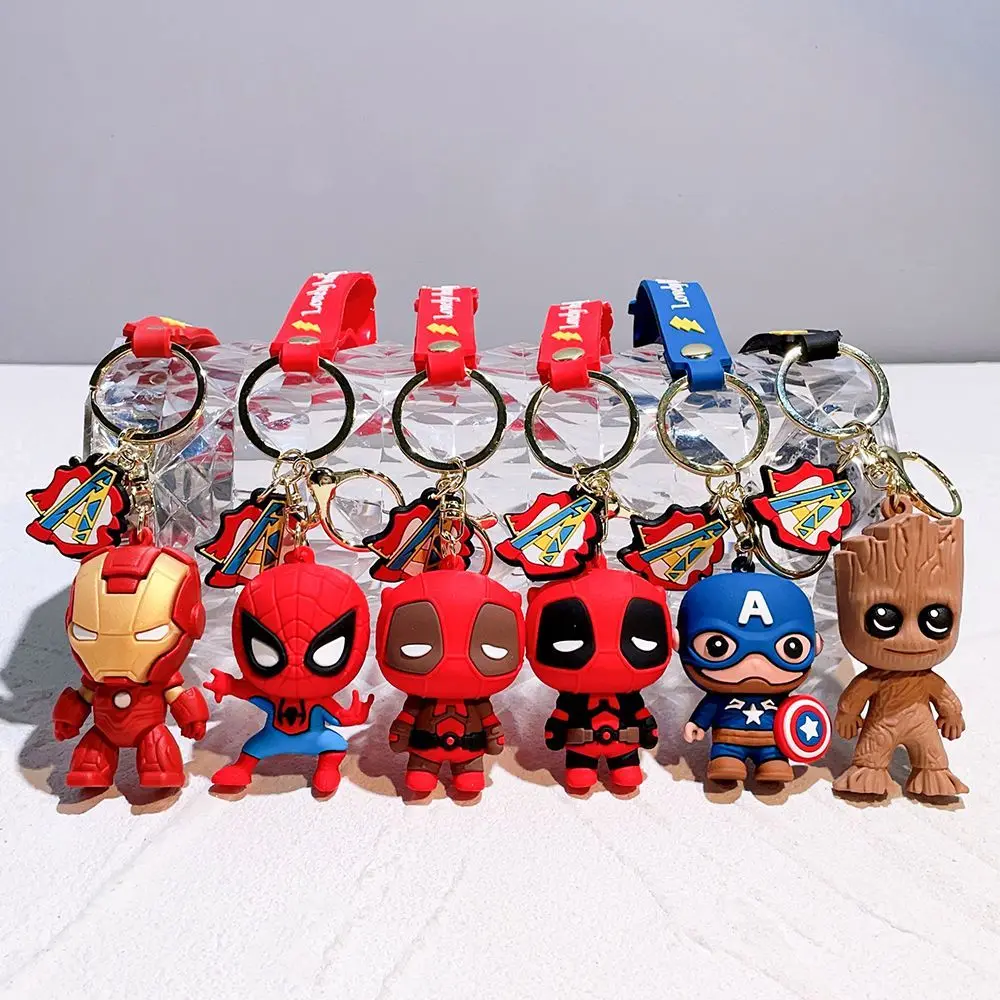 Avengers Heroes Silicone Keychain Spider Man Iron Man Hulk Cute Cartoon Anime Car Key Pendant Bag Decoration Gift In Stock view 3