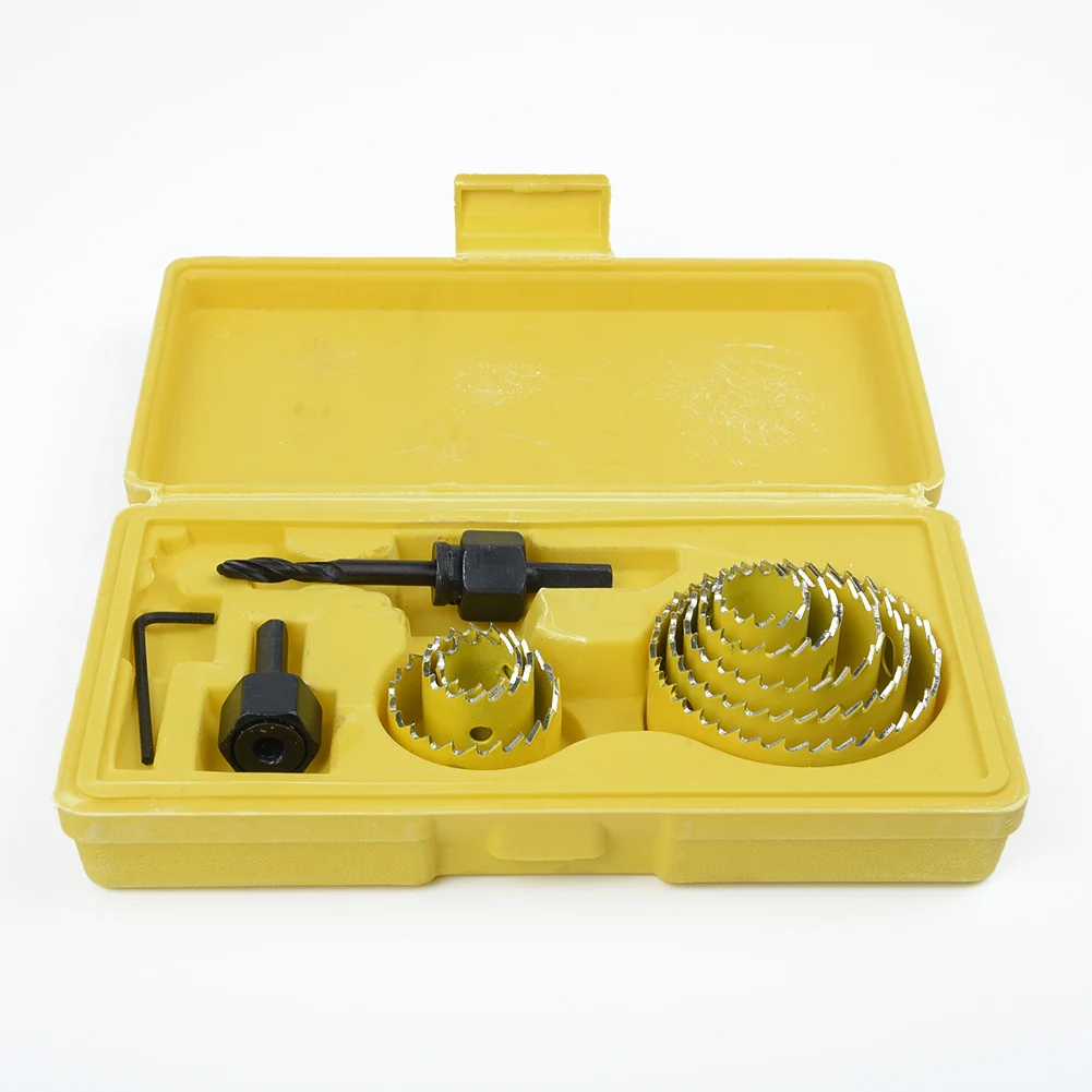 Sheet Drill Cutting Gadget Assorted Pack Working Set 19-64mm Carbon Steel Hole Wood Tool Kit 11Pcs Parts New Quality