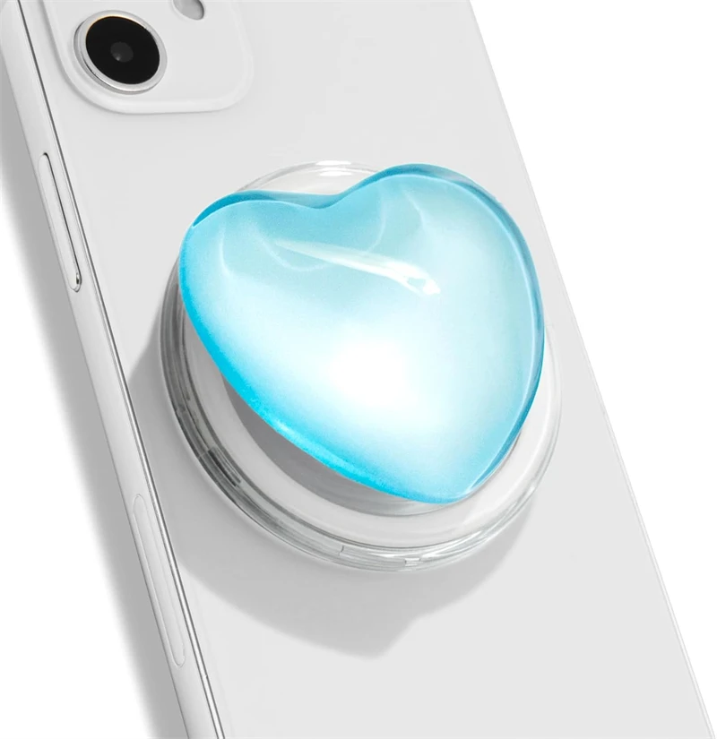 Cute Glass Heart Design Magnetic Phone Grip Holder Socket Pocket Support for Magsafe IPhone Mac Safe Ring Finger Expanding Stand
