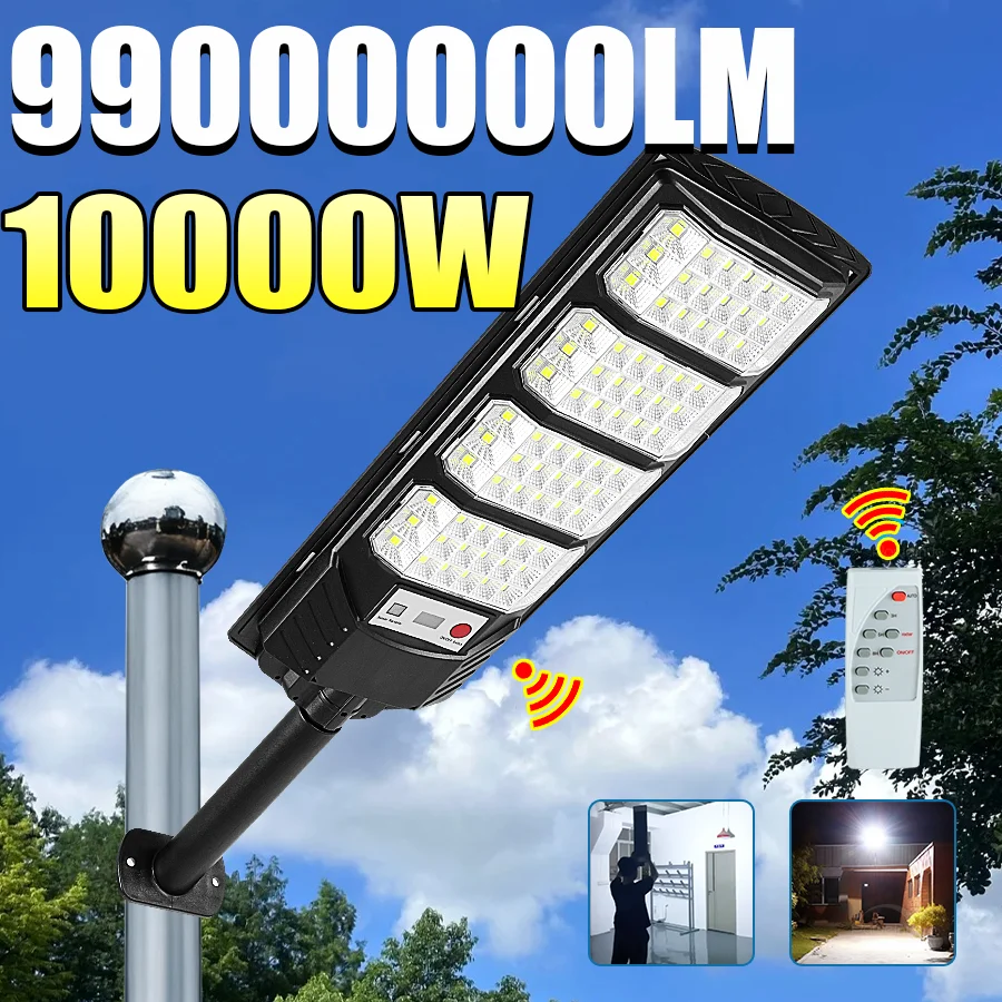 

99000000LM 10000 Вт солнечный светодиодный наружный светильник, водонепроницаемый супер яркий настенный светильник с датчиком движения, солнечный свет для сада, улицы