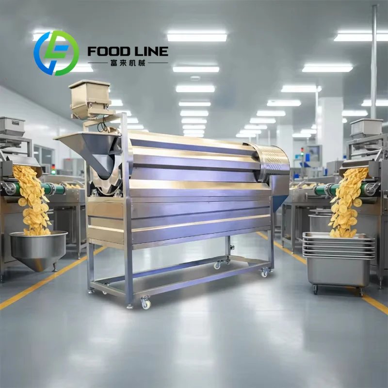 Rotary Seasoning Drum Machine Anti-Stick Polished Interior Minimizes Spice Residue When Switching Different Snack Flavors