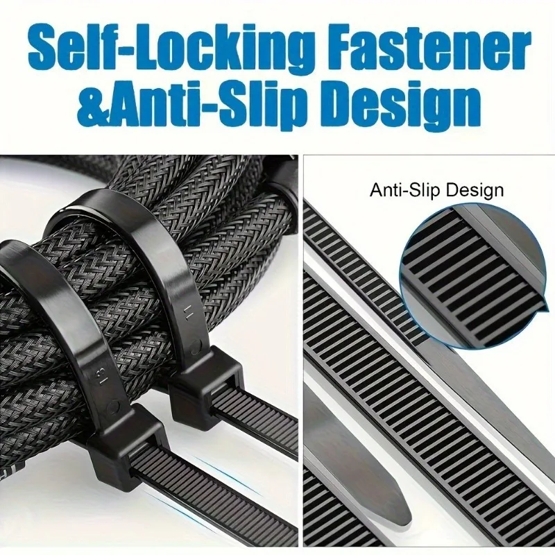 2000/100PCS Self-locking Nylon Cable Ties Cord Ties Straps Adjustable Wire Zip Cables Ties Fastening Loop Industrial Fixing Tie