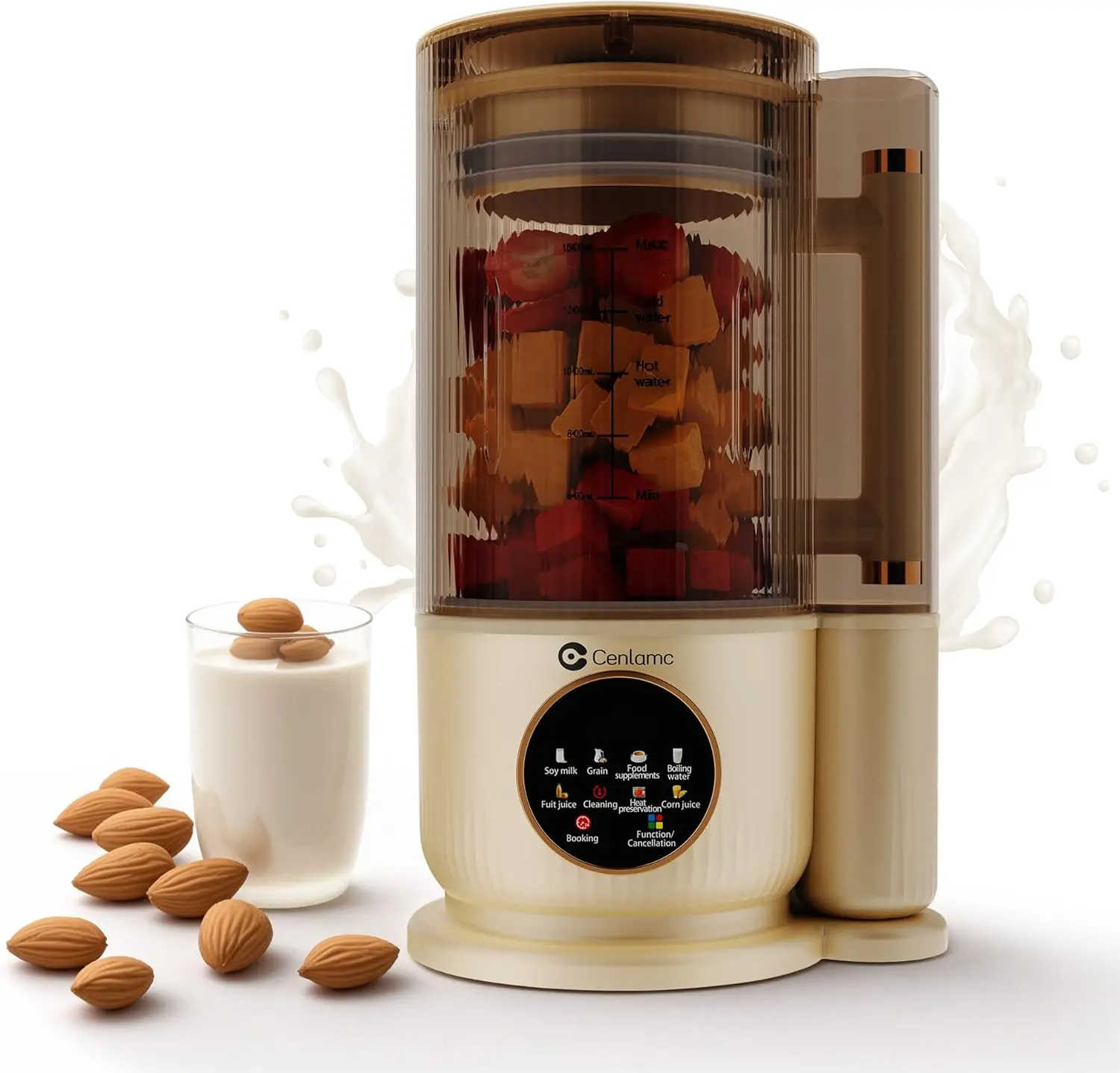 

Nut Milk Maker,50oz Automatic Homemade Almond,Soy,Oat,Plant-Based Milk,Juicer,with Soundproof Cover/24H Timer/12 Blades/Boil wat