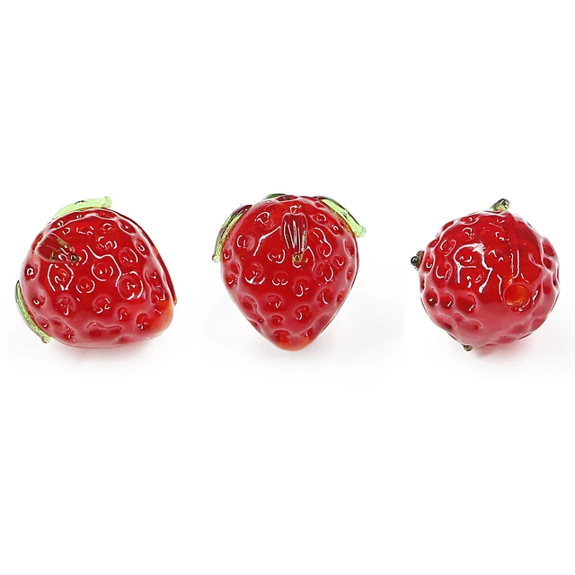 1/10 szt. Śliczne truskawkowe szkło kryształowe Lampwork luźne rękodzieło koraliki dla kobiet dekoracja tworzenia biżuterii ręcznie robiona bransoletka kolczyk