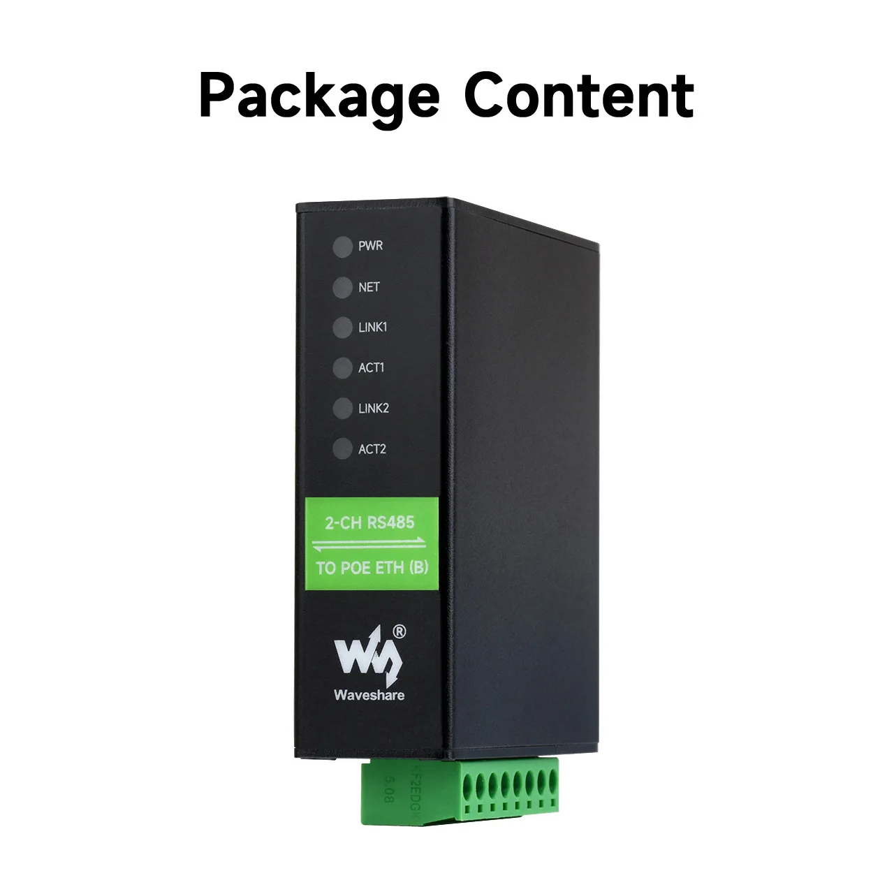 Waveshare 2-Ch RS485 to RJ45 Ethernet Serial Server, Dual channels RS485 Independent Operation, Dual Ethernet Ports,