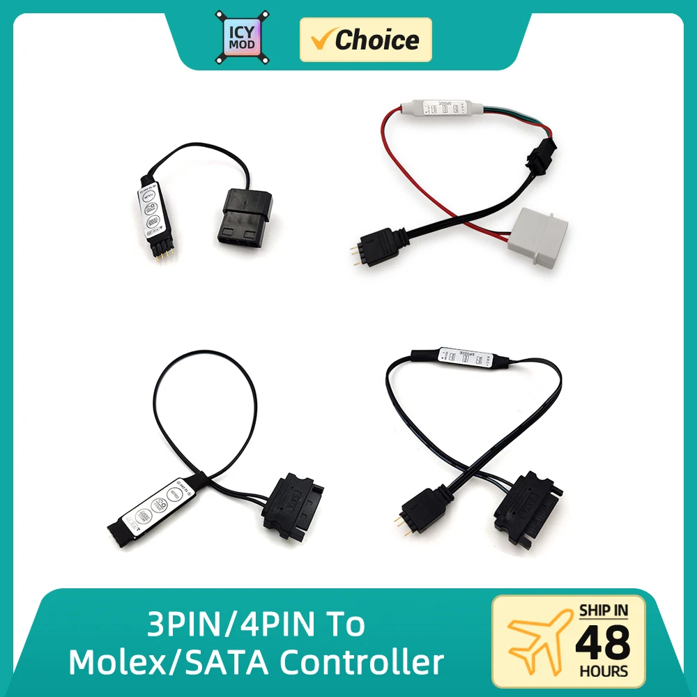 ARGB Manual Controller 5V3PIN To Molex Power Supply SATA Converter Adjust Light Interface 12V4PIN Adapter RGB AURA PC MOD