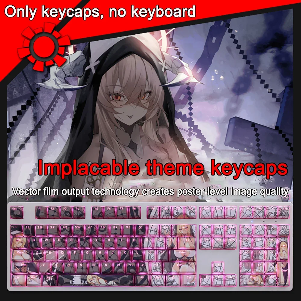 108 Keys For Azur Lane Theme Keycaps Keycaps PBT Dye Subbed Cherry Backlit Keycaps Anime Key Caps For ANSI 61 87 104 108 Layout