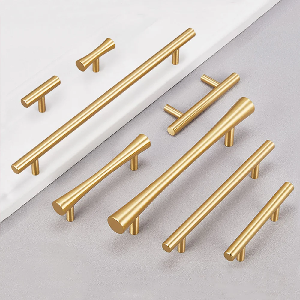 1PCS Black Golden Brass Cupboard Handle Brushed Kitchen Cabinet Door Knob Furniture Drawer Hardware Pulls Bar Handle