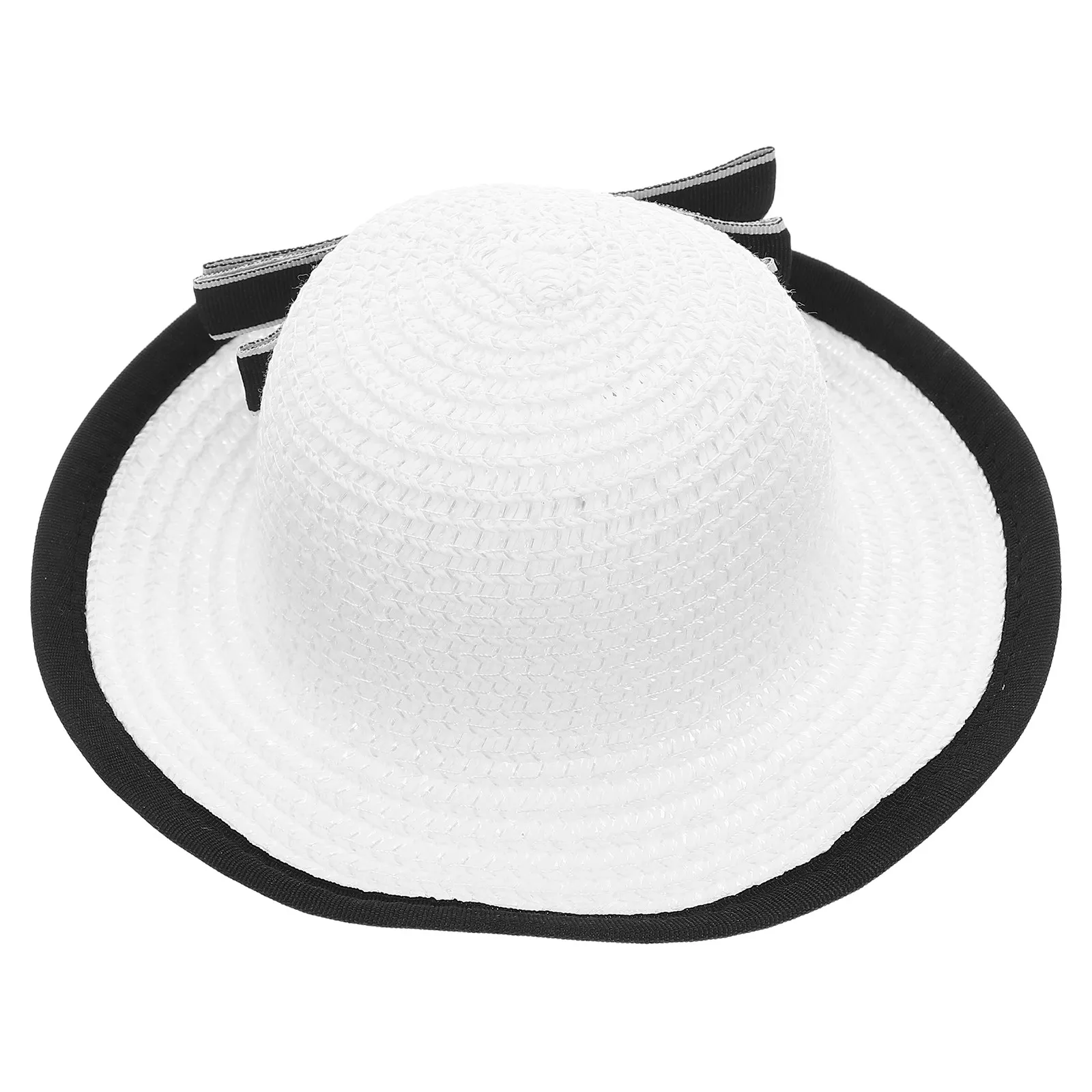 

Miniature Straw Hats Craft Small Straw Hats with Delicate Lace Ribbons Realistic Imitation Texture Versatile Fit for Dollhouse