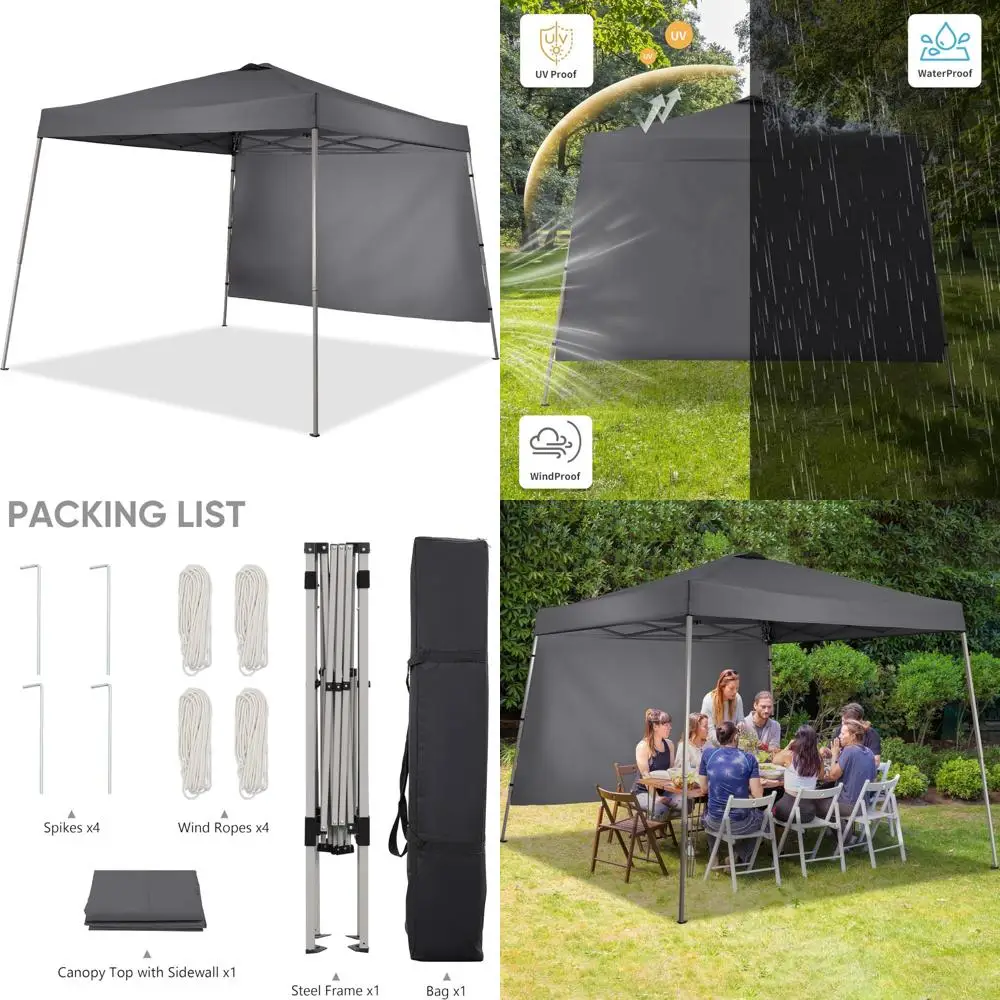

Portable Outdoor Instant Pop Up Canopy with Slant Legs, Sidewall, Equipment Vents, Ideal for Patio, Deck, and Events